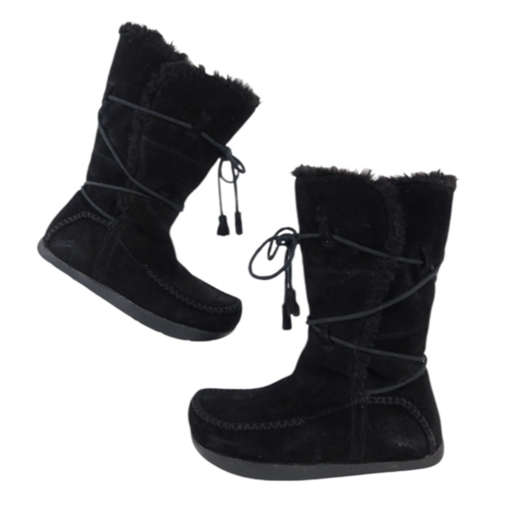 Earth Montage Suede Lined Black Boots Size 7